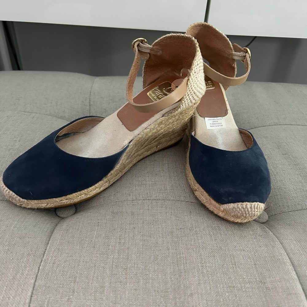 Navy Blue Suede Espadrilles. Sz 7